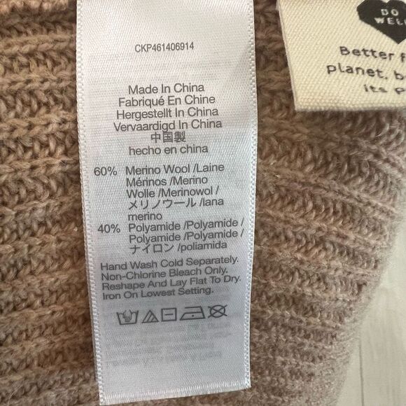 Madewell Womens Lyle Rib Henley Sweater Size XS Wool Blend Brown Hi Low Hem - Picture 6 of 8